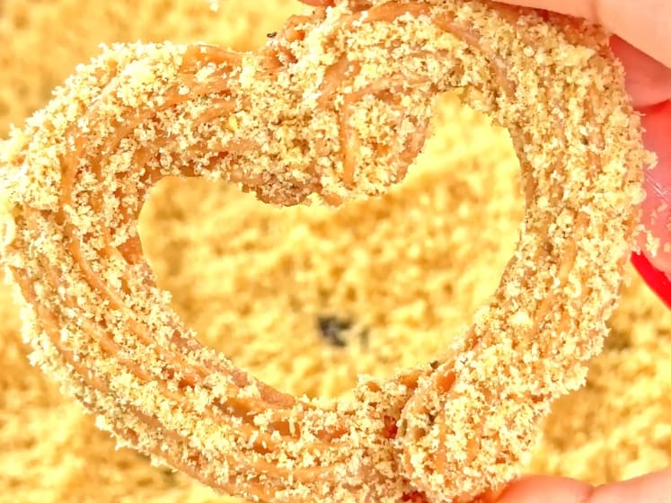 Close up of a CauliPuffs heart shaped churro