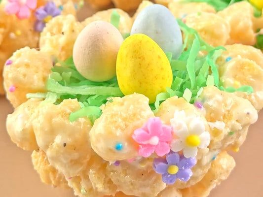 Close up of a CauliPuffs easter nest