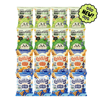 Arrangement of 4 packs of 4 flavors in vegan Fambam bundle